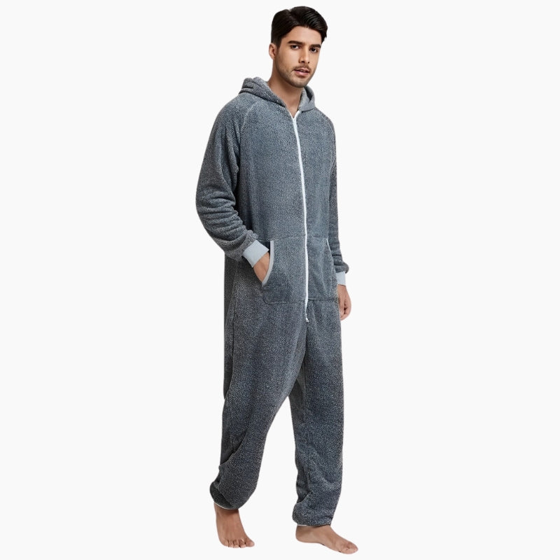 Onesie grise en matière Pilou Pilou polaire pour homme.&nbsp;