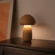 lampe de table champignon en bois avec éclairage réglable