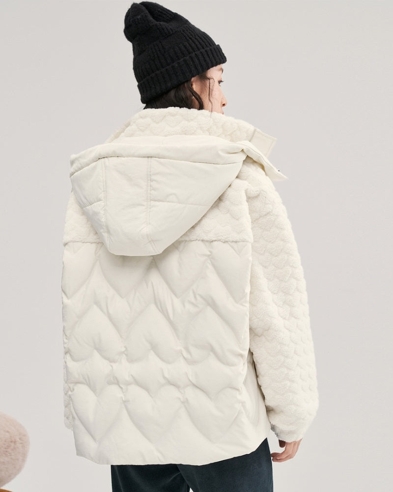 Manteau blanc cassé pour femme en matière Pilou Pilou