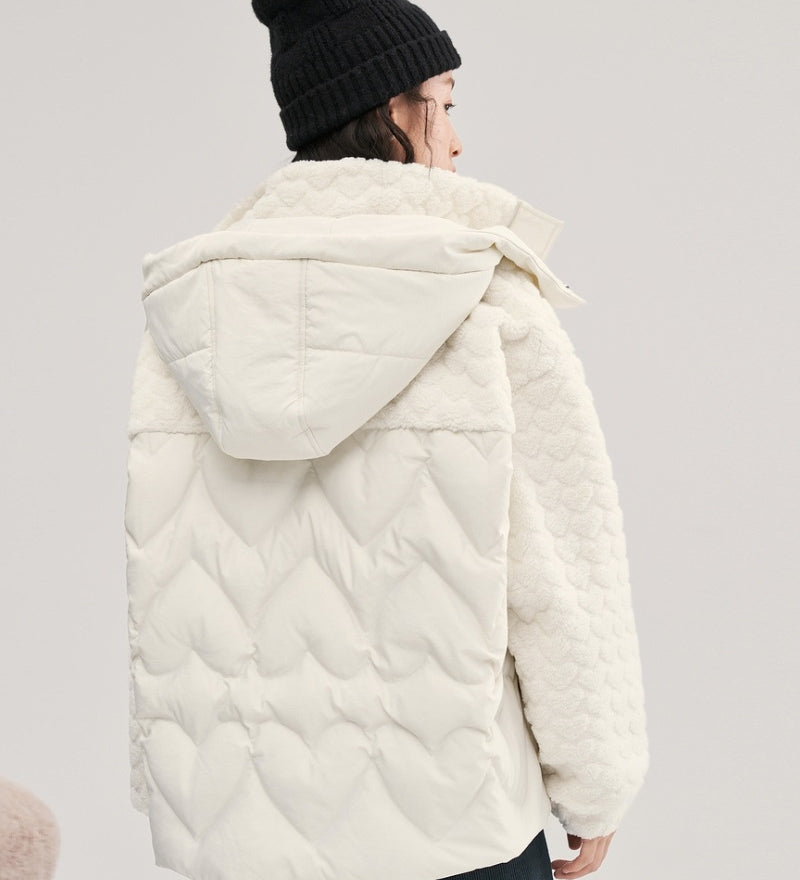 Manteau blanc cassé pour femme en matière Pilou Pilou