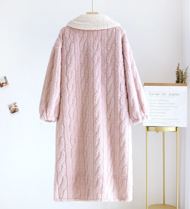 Manteau peignoir de bain rose pour femme en matière Pilou Pilou