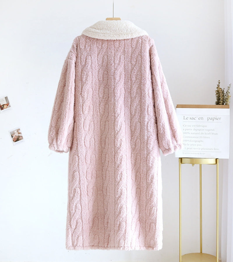 Manteau peignoir de bain rose pour femme en matière Pilou Pilou