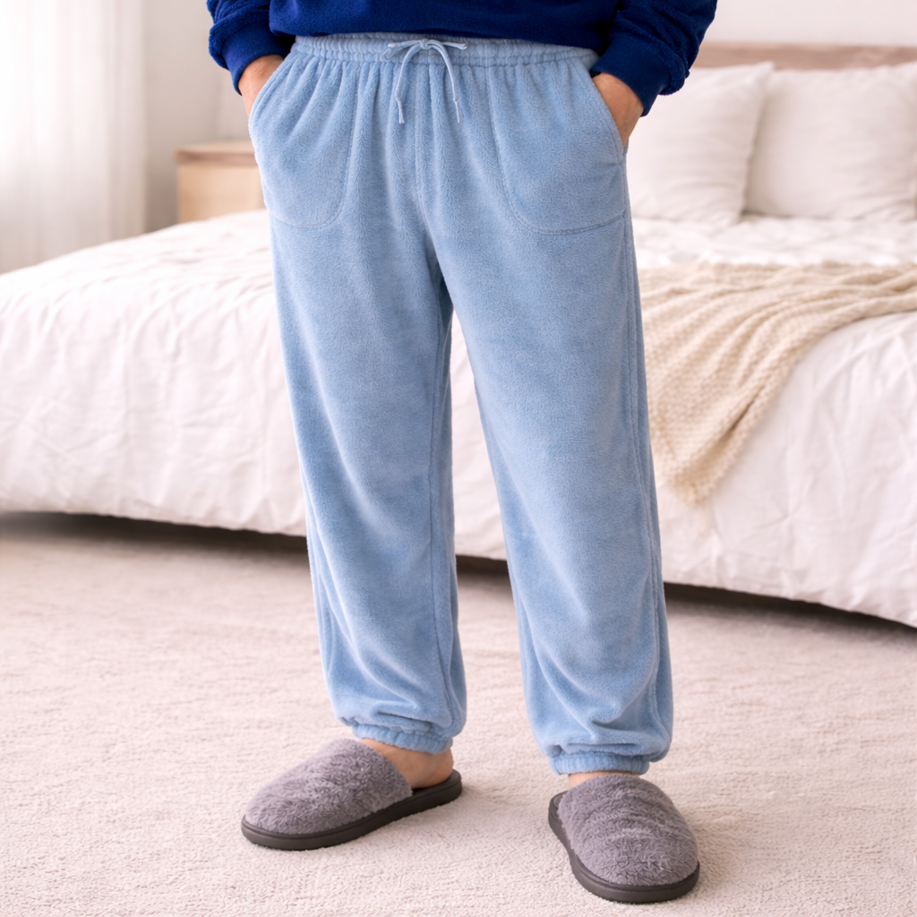 pantalon pyjama homme pilou bleu clair