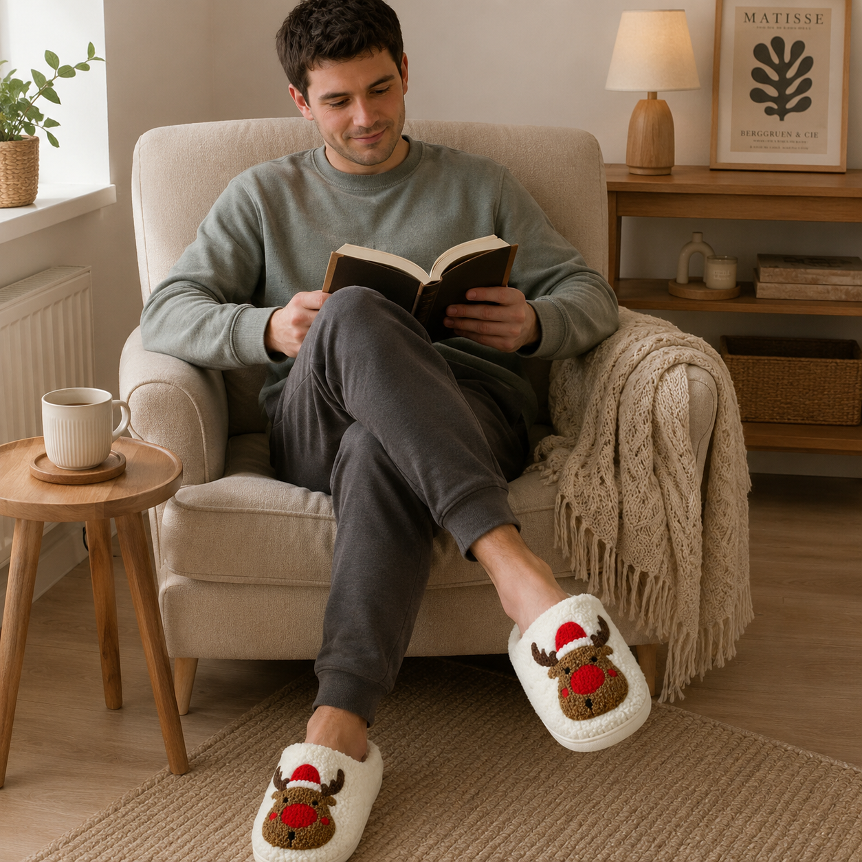 pantoufles Noël douillettes avec intérieur chaud et confortable
