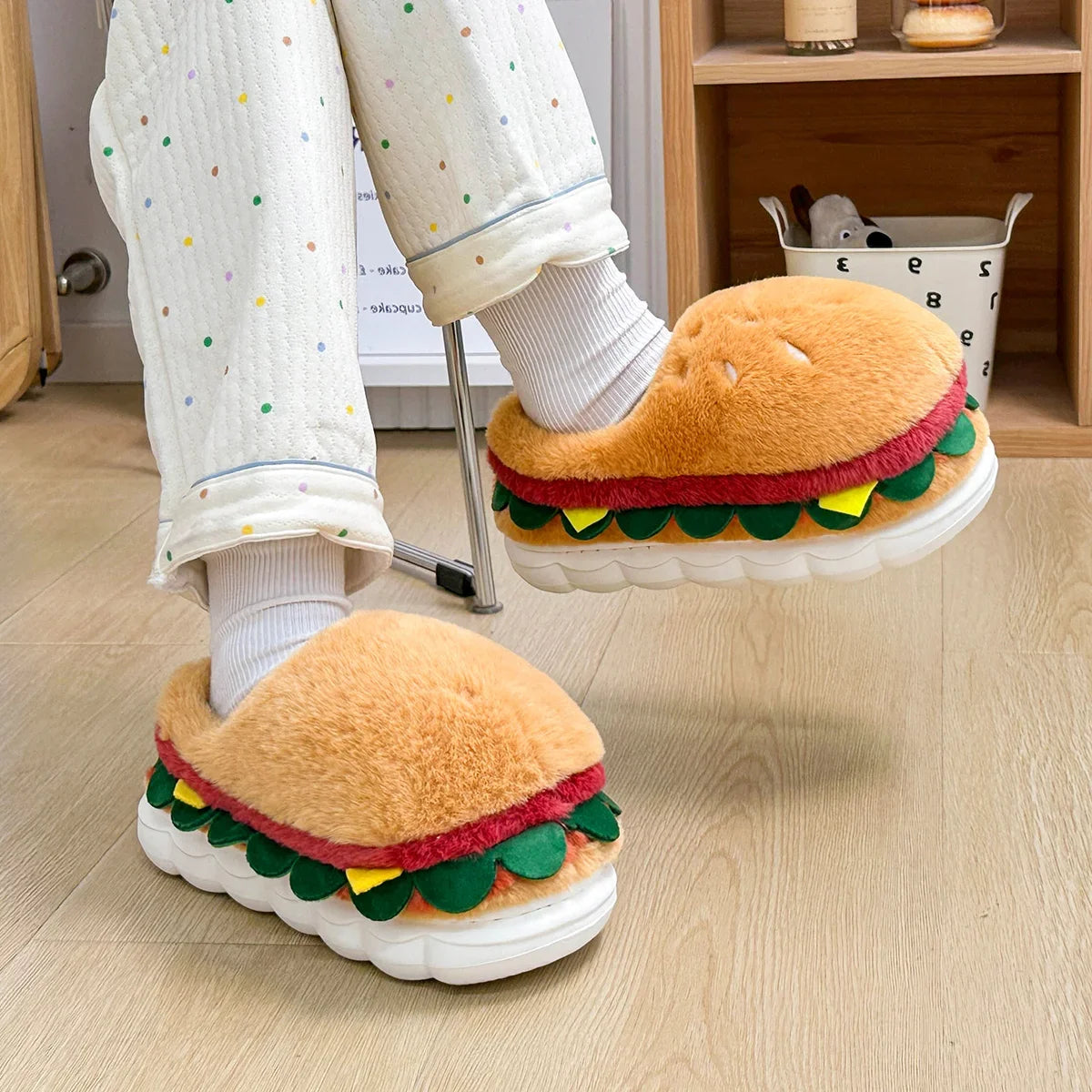 pantoufles burger géant pour moments cocooning