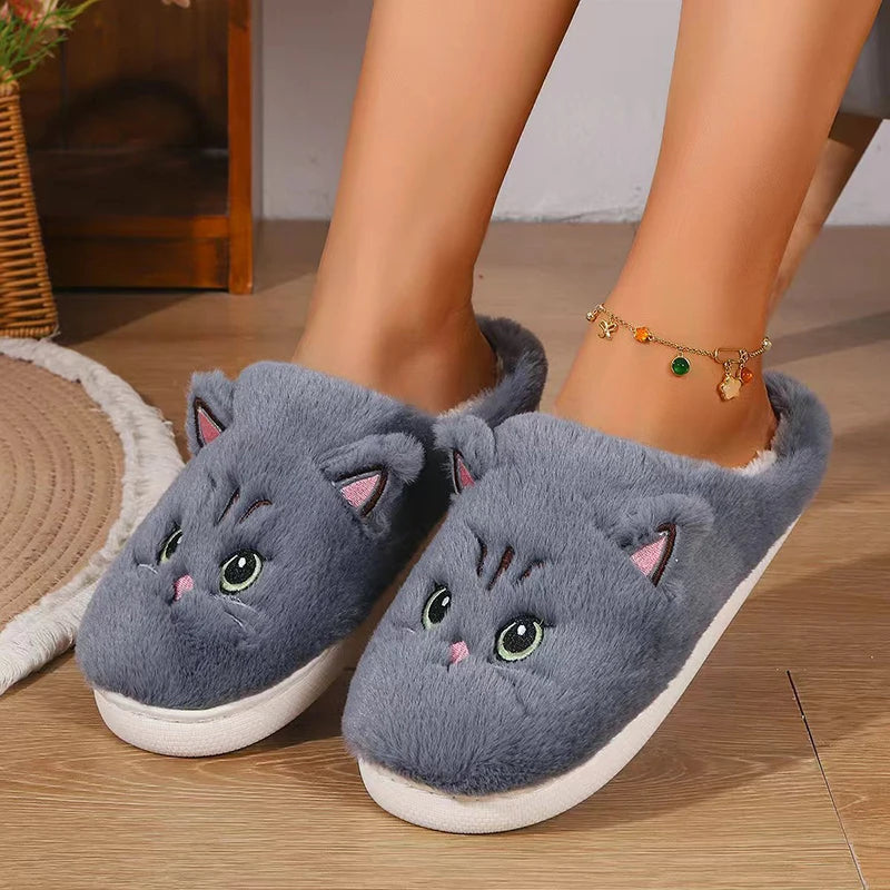 pantoufles chat noir moelleuses pour femme