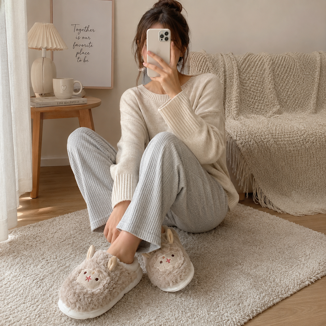 pantoufles petit mouton ultra douces pour femme