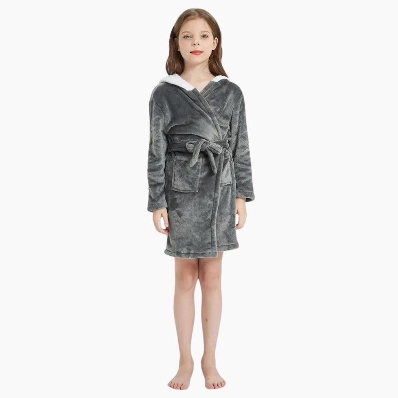 Peignoir de couleur grise style husky en matière polaire pour fille
