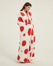 plaid en fausse fourrure blanc et rouge