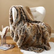 plaid cocooning pilou pilou fausse fourrure marron