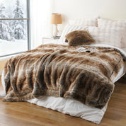 plaid cocooning pilou pilou fourrure marron