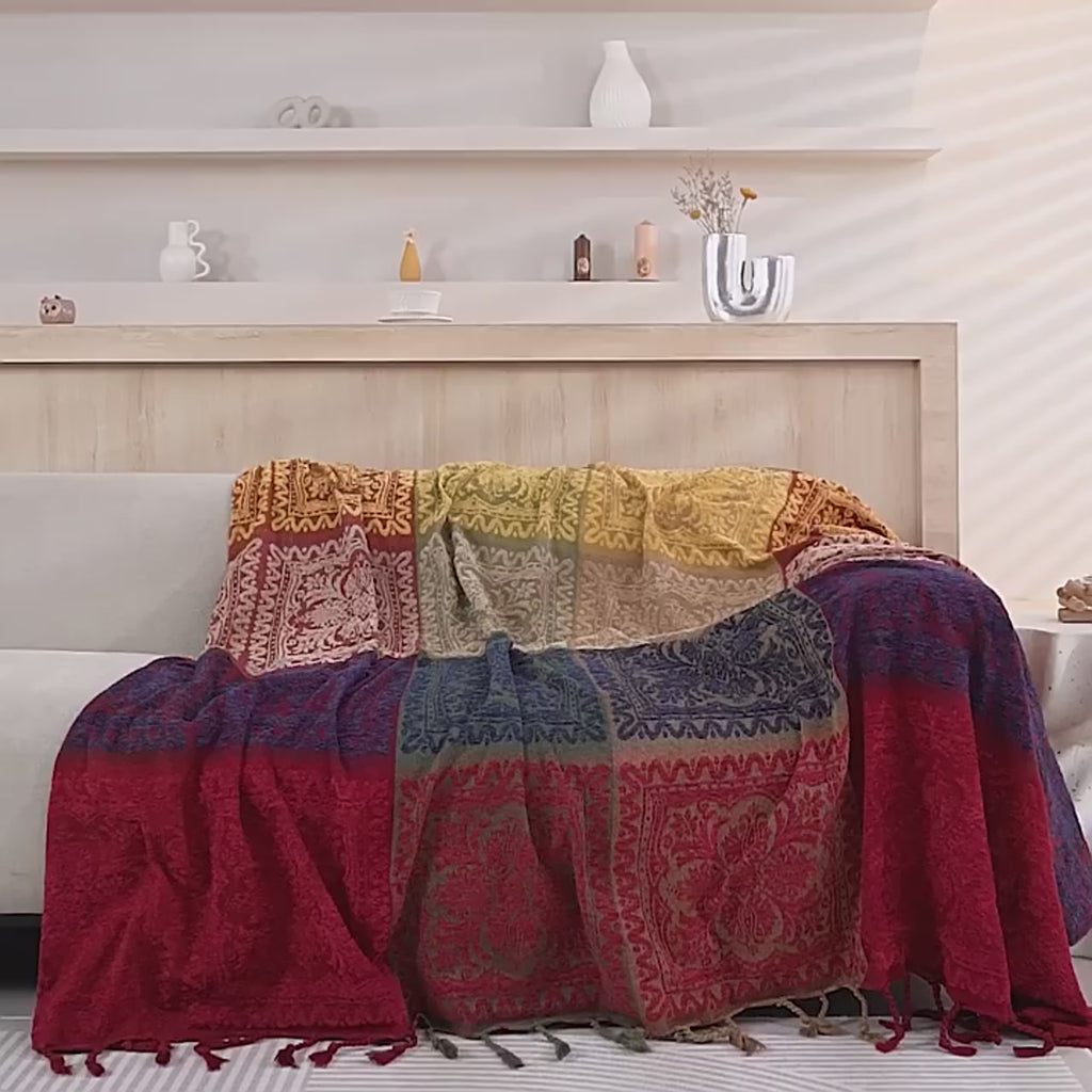 Plaid patchwork bohème pour salon
