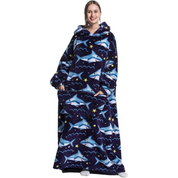 pull plaid pilou pilou bleu motifs requin