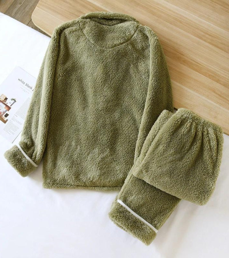 Pyjama vert boutonné pour homme en matière Pilou Pilou