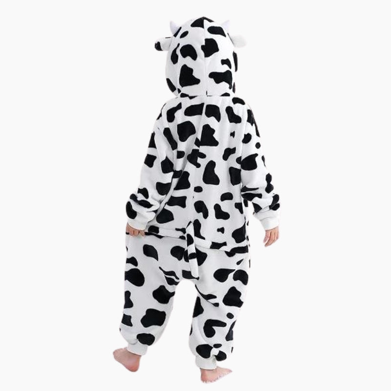 Pyjama combinaison style vache en matière polaire pour fille
