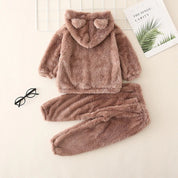 Pyjama marron en matière molleton pour bébé