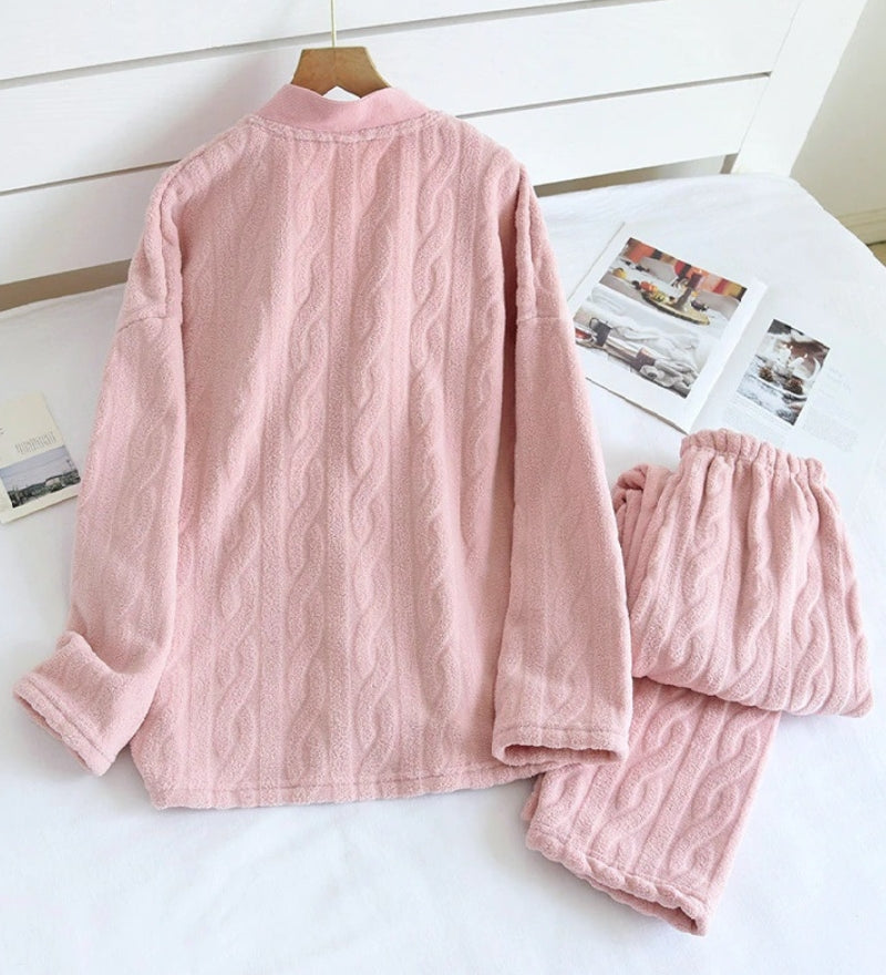 Pyjama rose style velours pour femme
