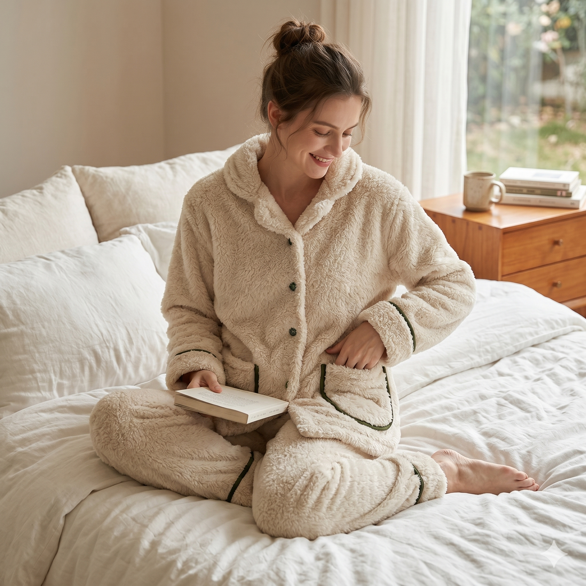 pyjama femme beige chaud hiver