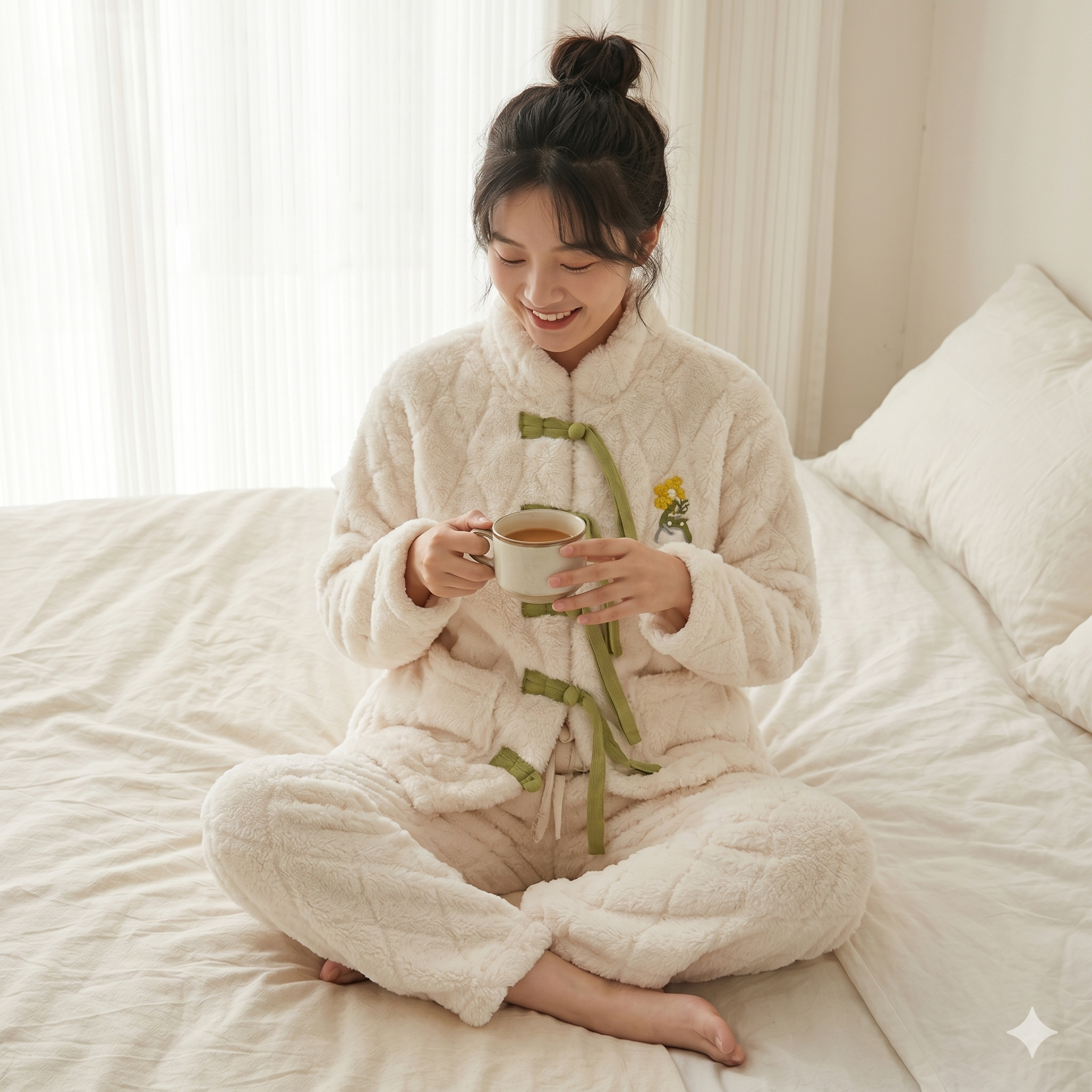 pyjama femme blanc cassé hiver