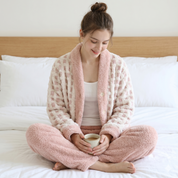 pyjama femme rose blanc pilou