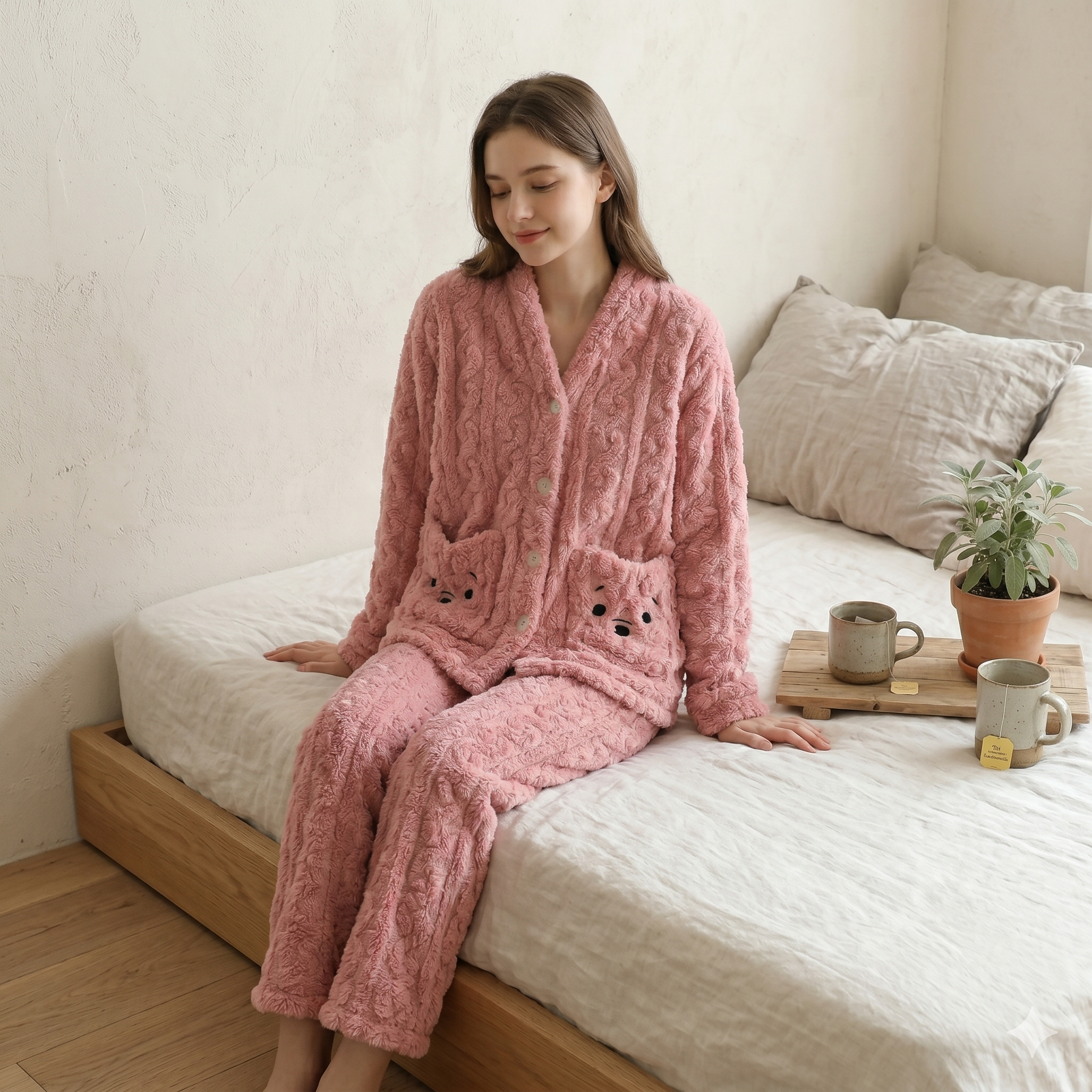 pyjama femme rose chaud hiver
