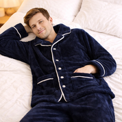 ensemble pyjama homme bleu marine flanelle