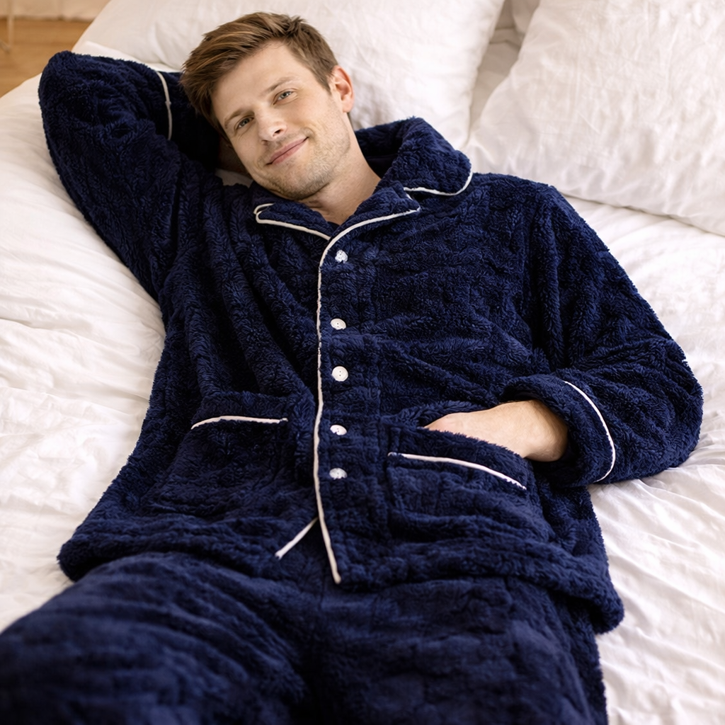 pyjama homme cocooning pilou bleu marine