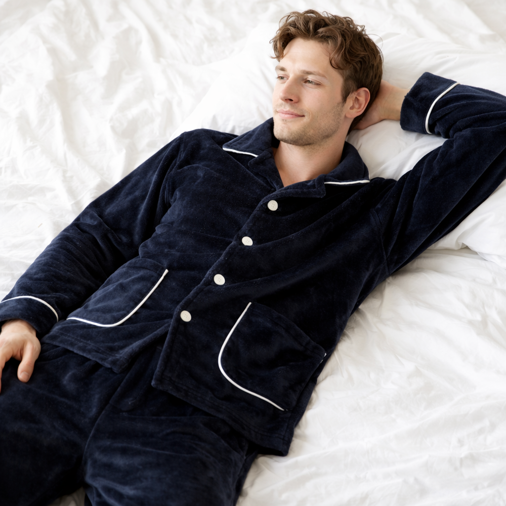 pyjama homme flanelle bleu marine chaud