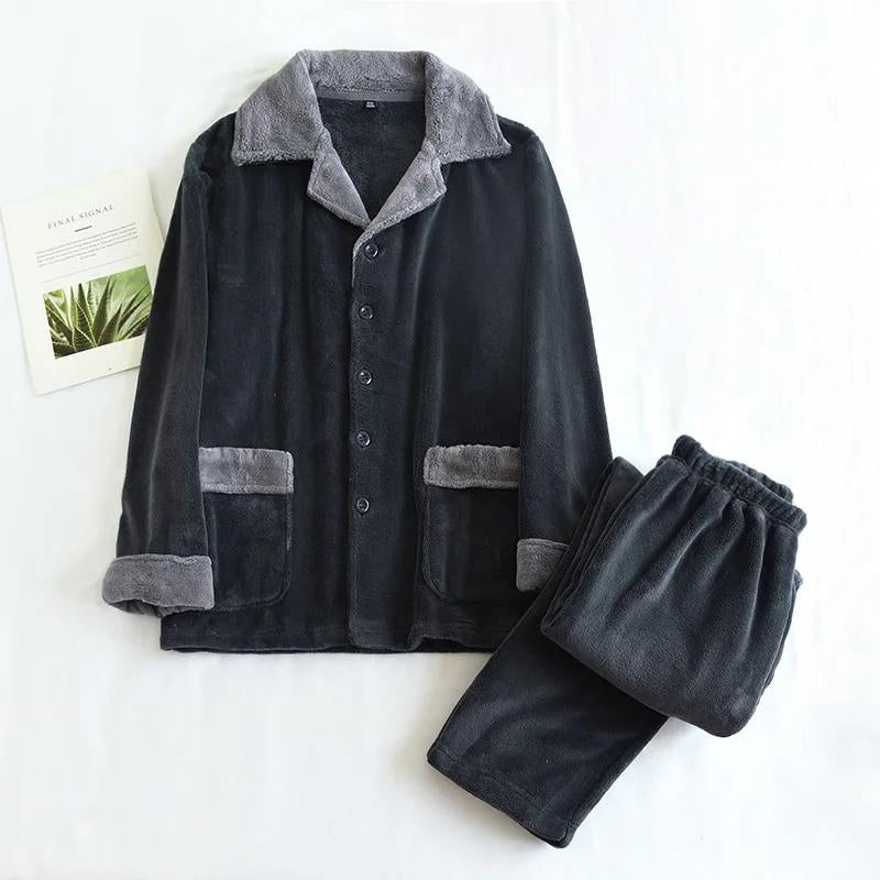 pyjama homme micropolaire noir et gris
