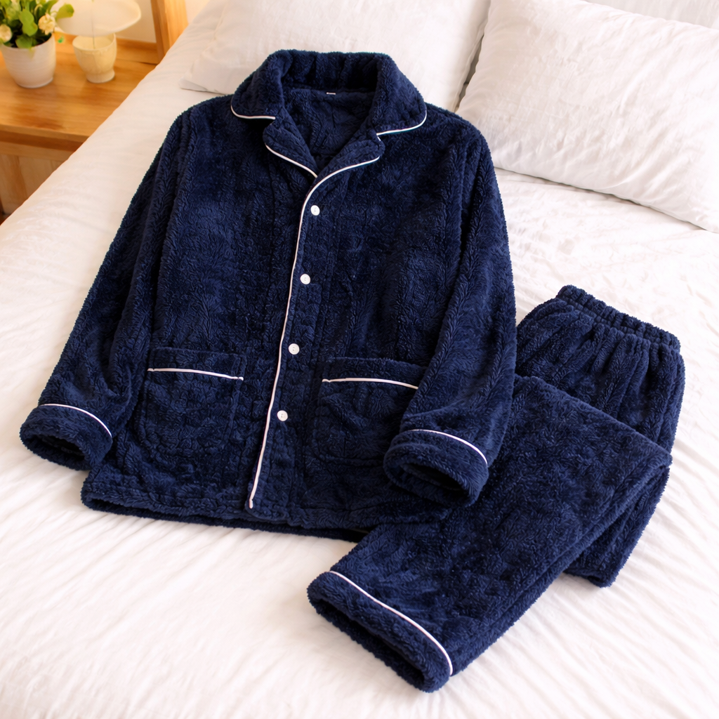 pyjama homme pilou pilou bleu marine chaud