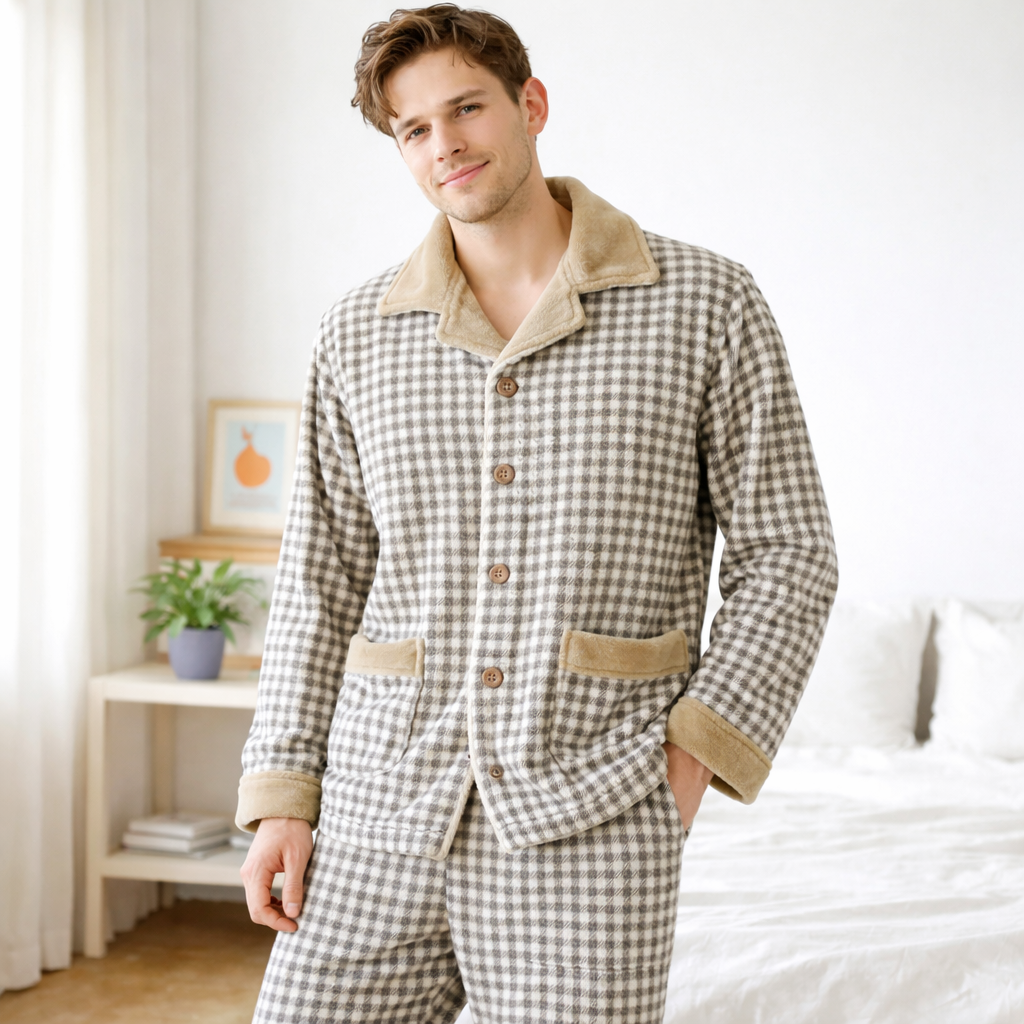 pyjama homme polaire à carreaux