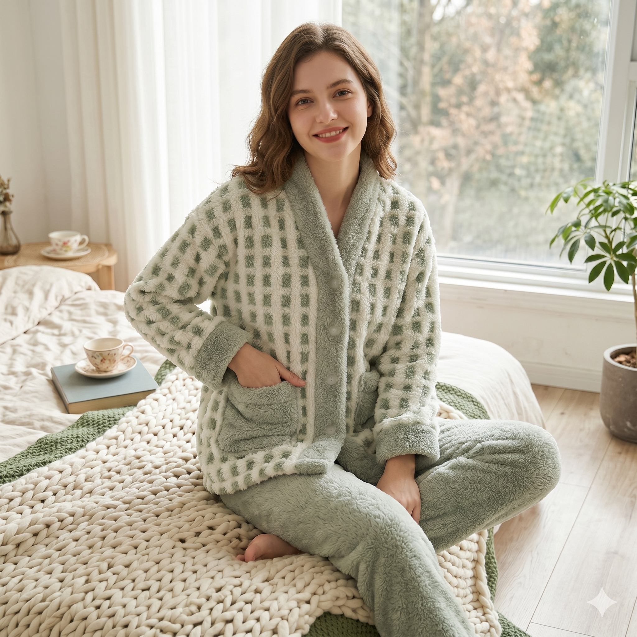 pyjama pilou pilou femme vert tenue détente
