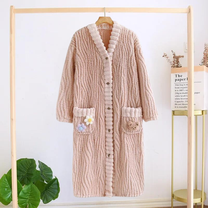 Robe de chambre longue chaude pour femme