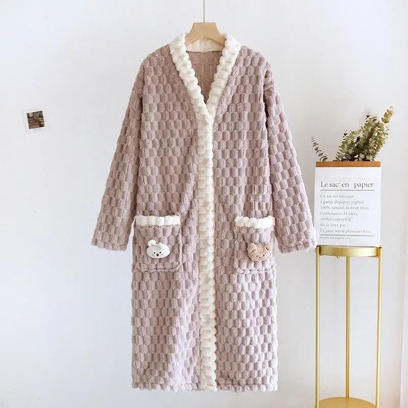 Robe de chambre peluche femme, robe de chambre femme toucher peluche, robe de chambre femme maille peluche