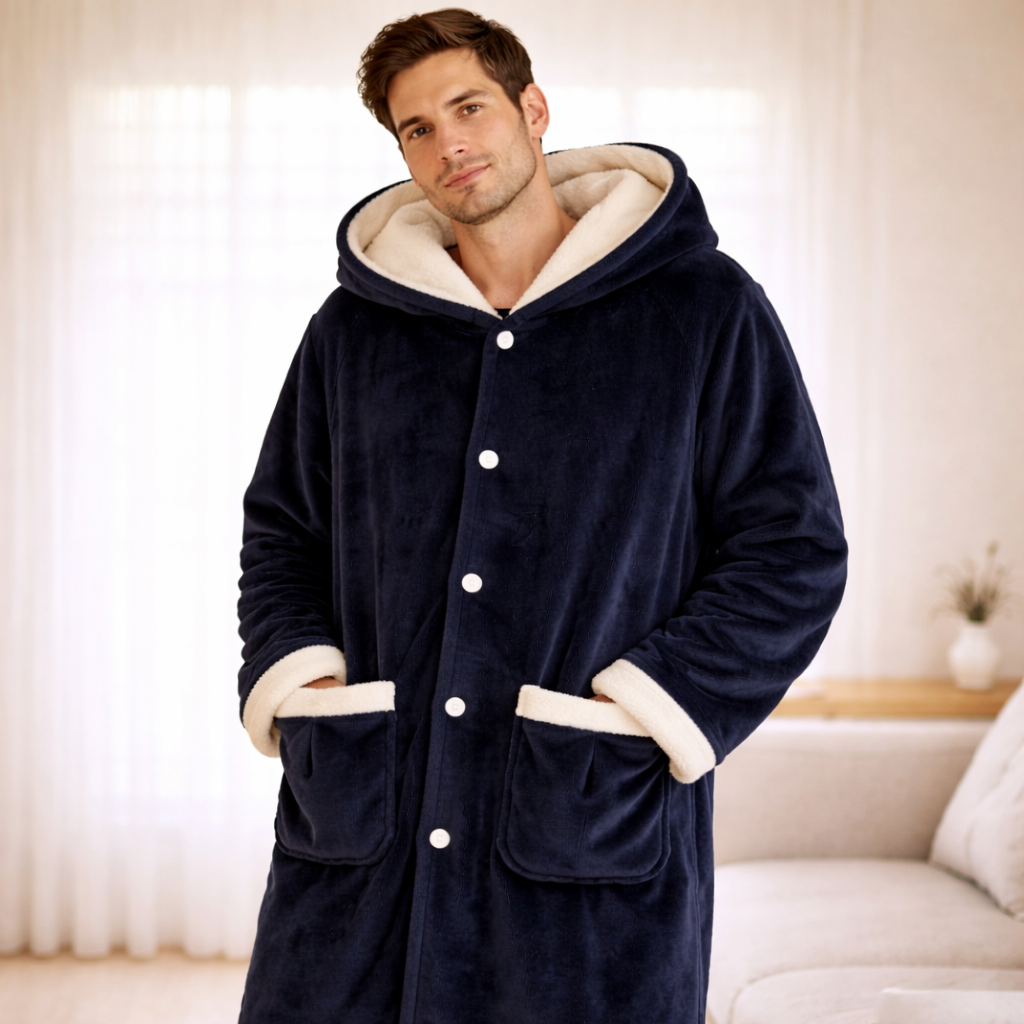 robe de chambre homme cocooning bleu marine