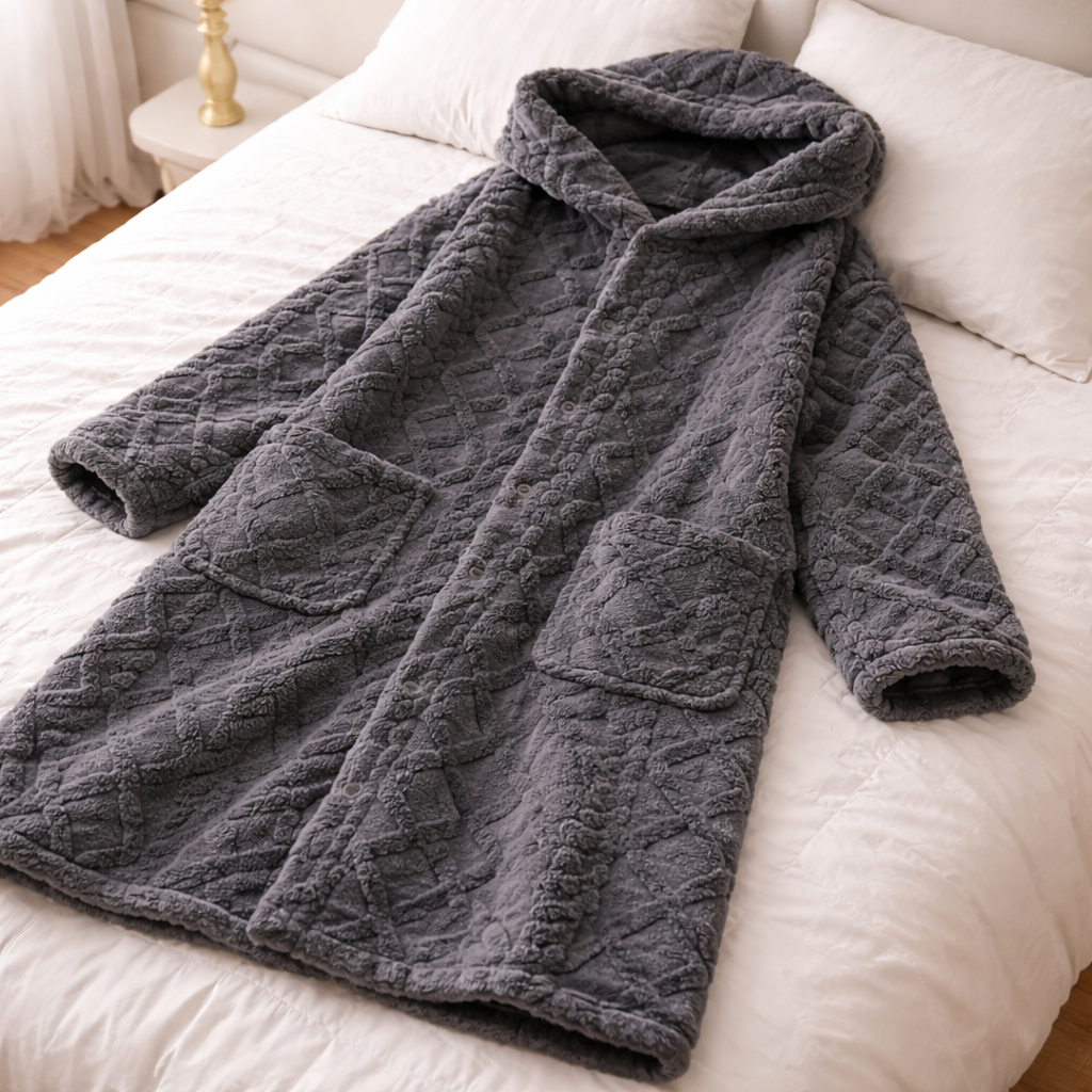 robe de chambre homme laine pilou pilou gris anthracite