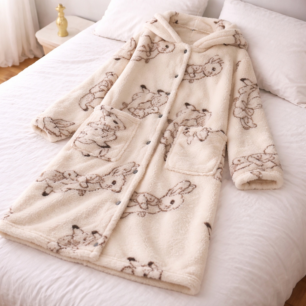 robe de chambre pilou pilou motifs lapin