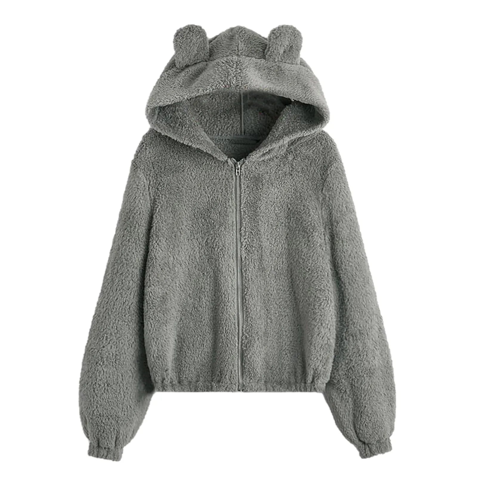 sweat zippé oreilles de lapin gris
