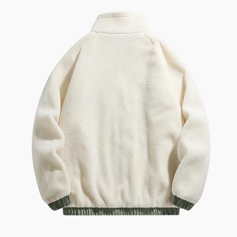 Veste bi matière de couleur crème en Pilou Pilou pour homme.