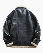 Veste noire avec col en matière mouton pour homme