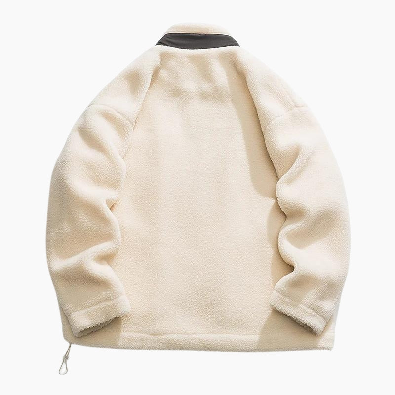 Veste de couleur crème fourrée en matière Pilou Pilou pour homme.