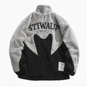 Veste intersaison grise et noire en matière Pilou Pilou pour homme