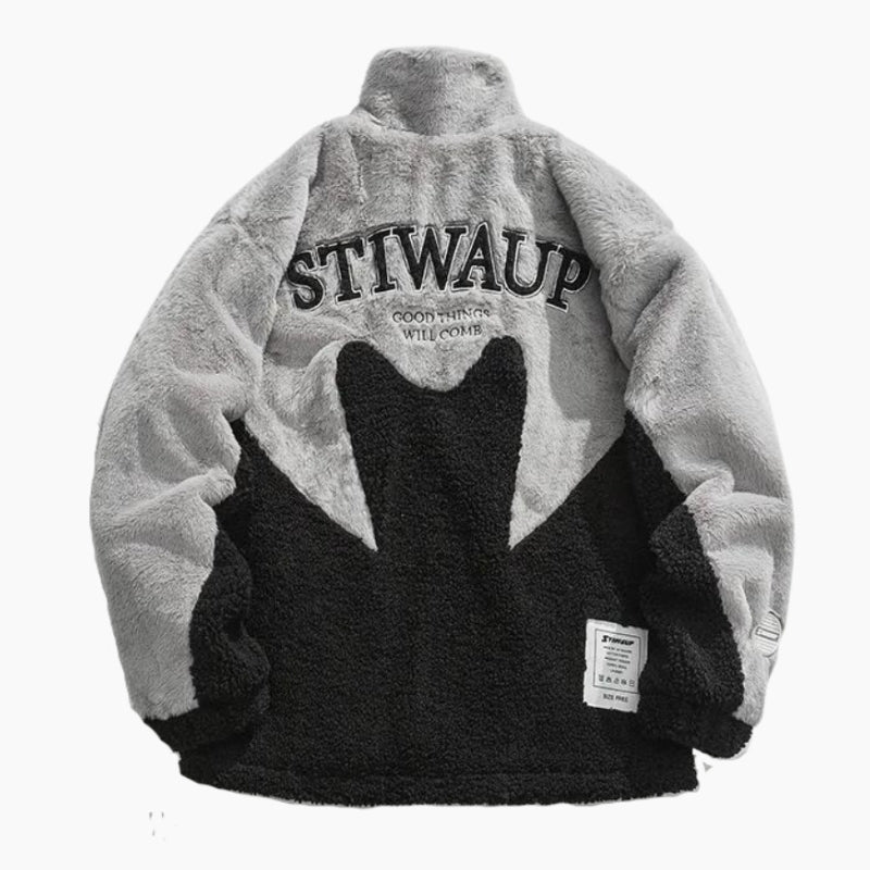 Veste intersaison grise et noire en matière Pilou Pilou pour homme