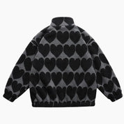 Veste noire et grise à motifs de coeurs disponible en grande taille pour homme