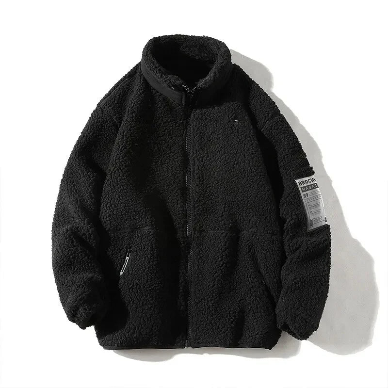 Veste de couleur noire en matiere Pilou Pilou style bouclette pour femme