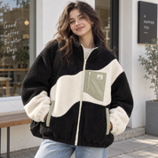 veste femme pilou pilou noire et blanche hiver