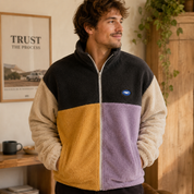 veste molletonnée homme tricolore avec fermeture zippée