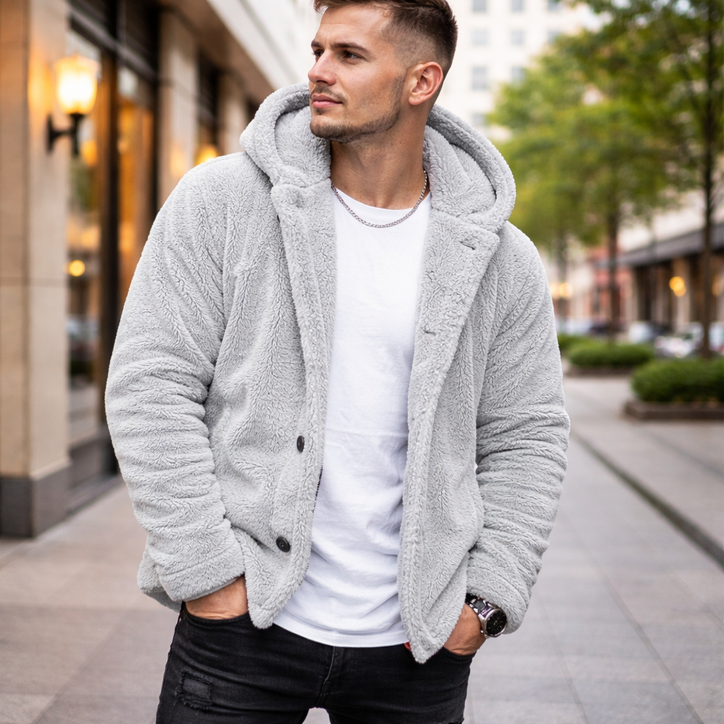veste pilou pilou homme à capuche douce et chaude hiver