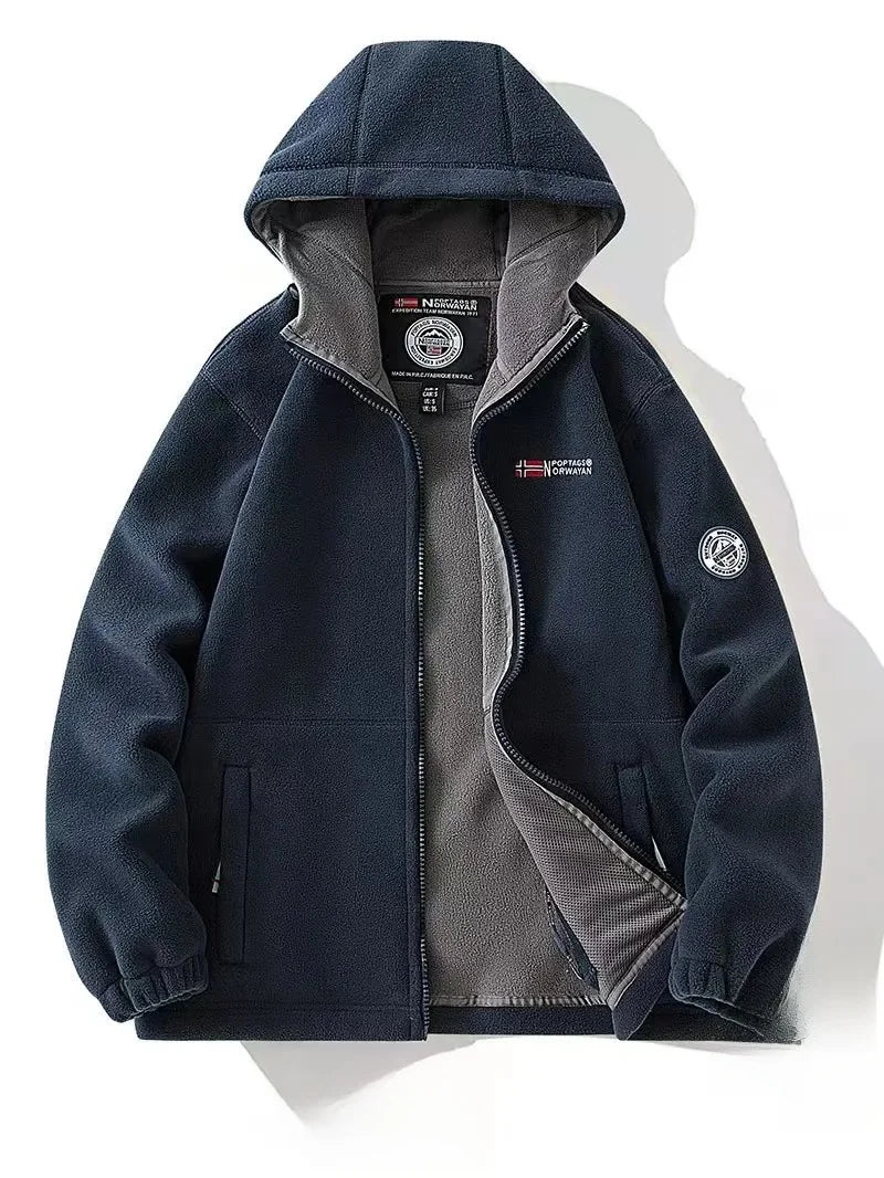 veste polaire double couche homme bleu marine
