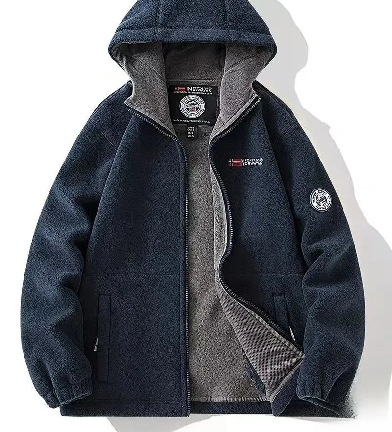 veste polaire double couche homme bleu marine